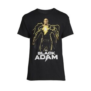 DC Films Black Adam Superhero‎ Tee Shirt Size XXL 2XL The Rock Black Yellow New